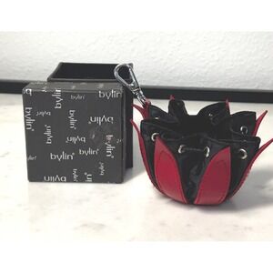 Tulip Bylin Leather Purse Bag Sweden Red Flower Coin Charm